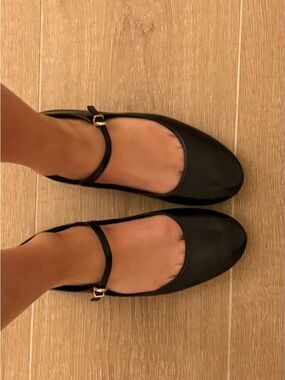 Classic Zara Black Mary Jane Flats with Ankle Strap 38 Europe